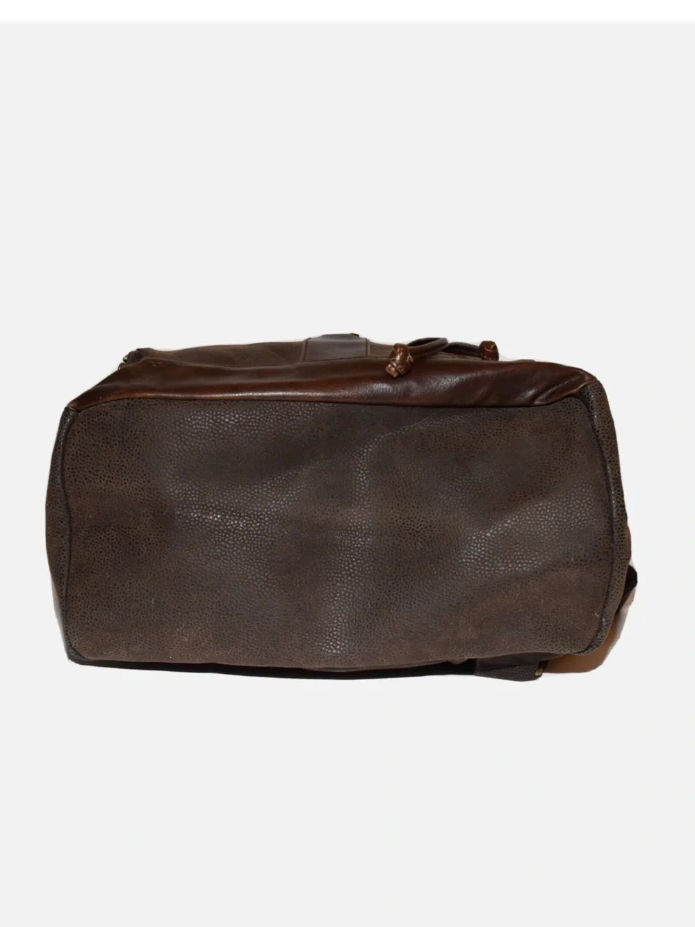 Dark Brown Pebbled Faux Leather Cinch Drawstring Backpack